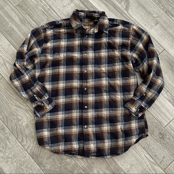 Other - Men’s Brown and Blue Plaid Button Up